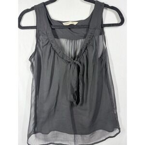 Old Navy Black Sheer Chiffon Tank Top Tie Front Sleeveless Blouse Boho Small